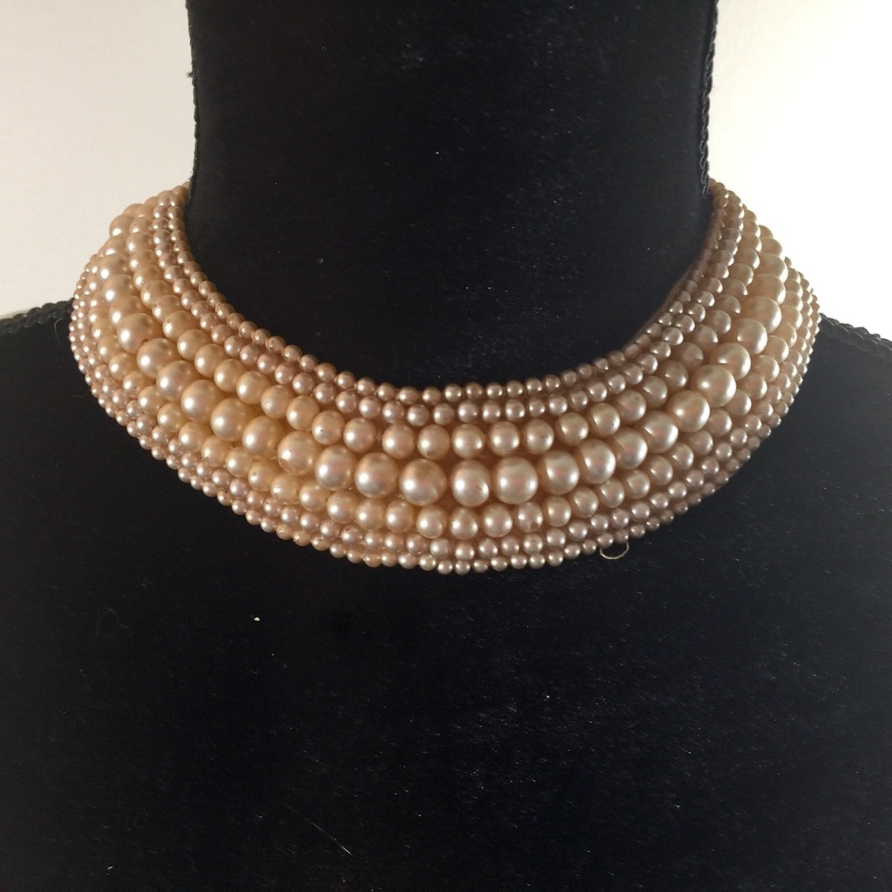 Vtg 50’s Faux Pearl Collar Glentex “Made in Japan”